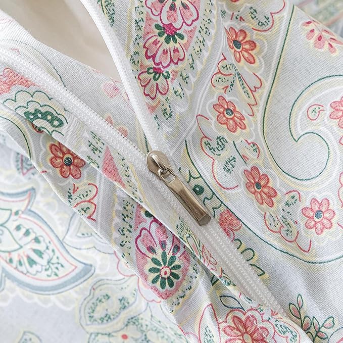 SUSYBAO Pink Paisley Duvet Cover King 100% Cotton Vintage Boho Duvet Cover 3 - Image 4