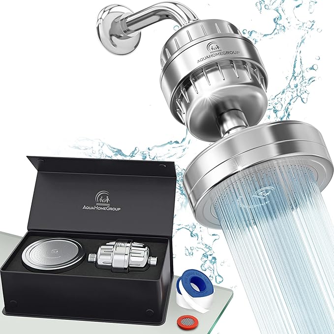 AquaHomeGroup - Filtered Shower Head & 20 Stage Shower Filter - Standard - by Aquahomegroup