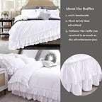 QSH Ruffle White Duvet Cover Queen Size -Washed Cotton Shabby Farmhouse Ruffled - Image 3