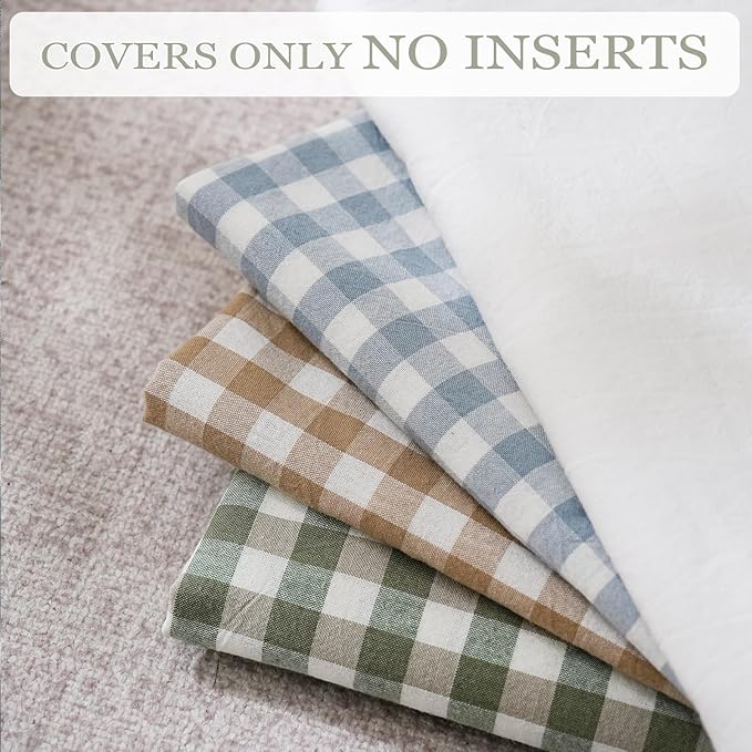 2 Pack Sage Green White Plaid Ruffle Pillow Shams Standard Size 20x26 inches - Image 8