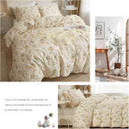 mixinni Aesthetic Floral Duvet Cover Set Twin XL Size, Farmhouse Boho Yellow - Image 7