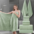 8-Piece Green Bath Towels Set, 2 Oversized Large Bath Towels Sheet, 2 Hand by Ycosy