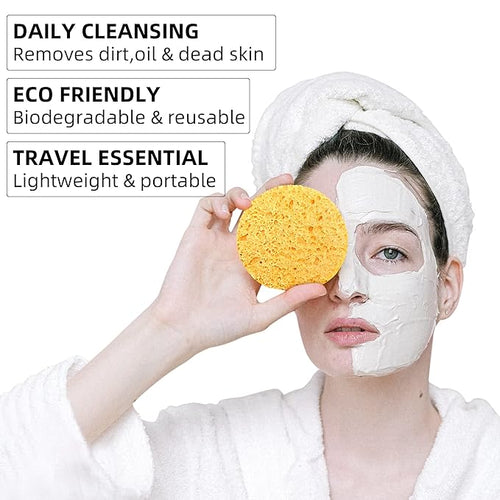 60-Count Compressed Facial Sponges|100% Natural Kickleen Cellulose Cosmetic Spa - Image 2