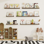 Fun Memories Picture Ledge Shelf, Solid Pine Wood Floating Shelves Set of 4 - Image 7