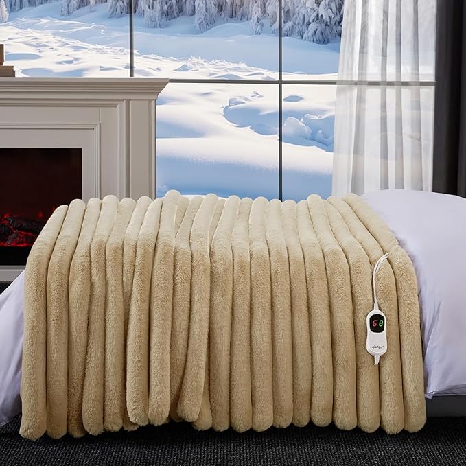 Heated Blanket Full Size, Faux Fur Cozy Heating Blanket - Image 7