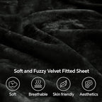 BEDELITE Velvet Fitted Sheet and Pillowcase Set, Luxury Soft Fuzzy Bottom Sheet - Image 3