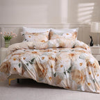 LONAVA Queen Flower 3 Pcs Duvet Cover Set, Breathable Soft Microfiber Biege - Image 8