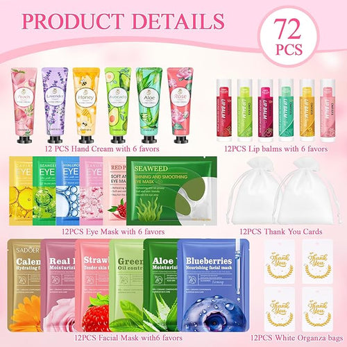 72 Pcs Bulk Gifts For Women, Bulk Facial Mask, Lip Balms, Hand Creams & Under - Image 2