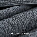 EVERGRACE Cross Stitch Pre-Washed Cotton Quilt Bedding Set King Size, Oversized - Image 3