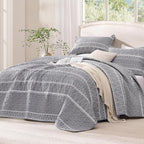 Andency Quilts Queen Size Grey, 3 Pieces Queen Quilt Bedding Set Boho - Image 2