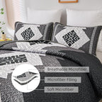 Dintszyayue Black Quilt Set Boho King Size, 3 Piece Aztec Texture Bedspread - Image 6