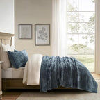 EVERGRACE Velvet Quilt Set King Size, Luxurious Soft Striped Channel Bedding Set - Image 5
