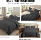 Cozyide Dark Grey Duvet Cover King Size, 3 Pieces Bedding Duvet Covers - Image 7