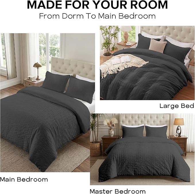 Cozyide Dark Grey Duvet Cover King Size, 3 Pieces Bedding Duvet Covers - Image 7