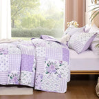 YIKUSH Quilt Sets King Size Floral Quilt Set 3 Pieces Bedding Set Bedspreads - Image 2