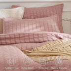 JELLYMONI Smokey Pink Duvet Cover Full Size, Soft Breathable Seersucker Duvet - Image 4