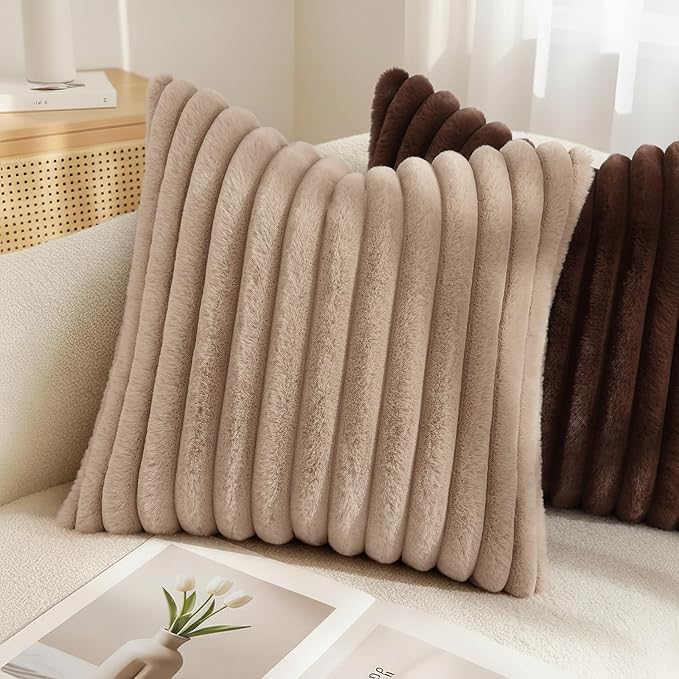 decorUhome Cozy Faux Fur Throw Pillow Covers 12x20 Set of 2 Decorative Soft - Image 9
