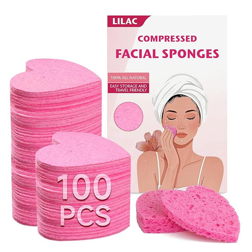 100 Count Compressed Facial Sponges 100% Natural Cellulose Eco-Friendly Makeup by LILAC