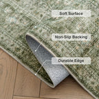 FMFUNCTEX 2x6 Runner Rug Green Vintage Neutral Washable Distressed Non Slip Low - Image 4