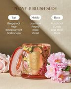 M&SENSE Peony Blush Sude Spring Floral Soy Candle, 12.7oz 75H Non-Toxic Large - Image 2