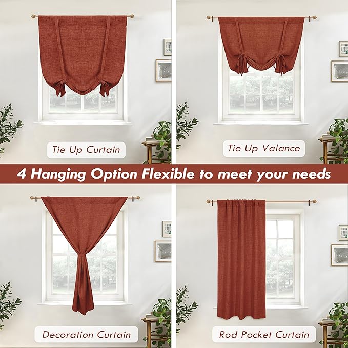 DriftAway Double Layer Linen Blackout Tie Up Curtains Thermal Insulated Fully - Image 8