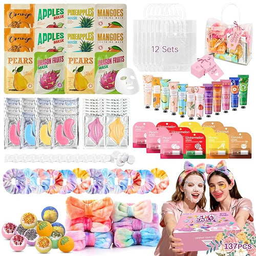 137 PCS Spa Party Supplies For Girls, Include Face Mask, Bath Bombs, Hand Cream by MIZEEYE