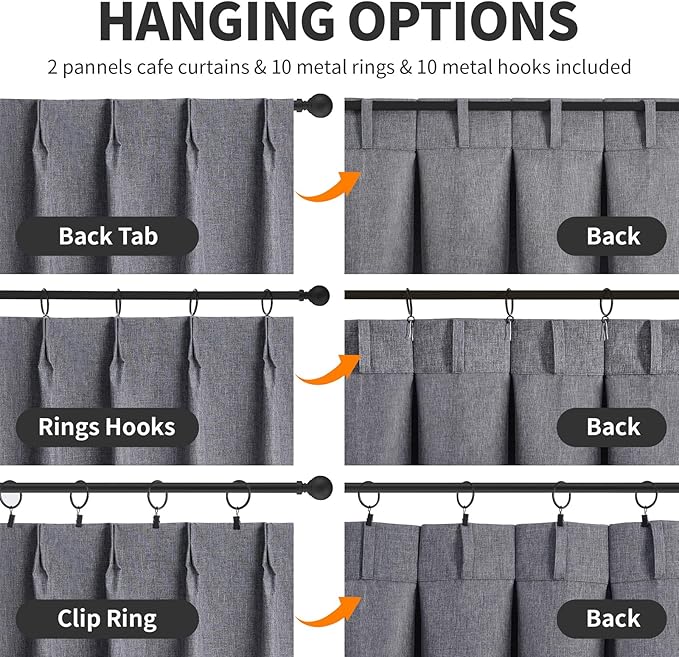 Wdfour24x36 Inch Pinch Pleated Blackout Cafe Curtains - Image 2