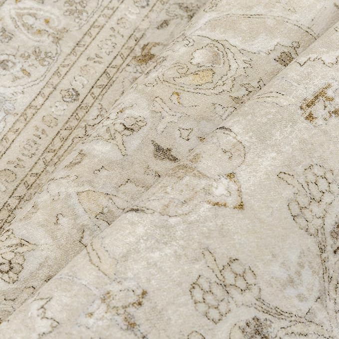 Brown 8x10 Area Rug Washable Vintage Carpet - Image 9