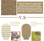 4 Pieces Bath Mitt Loofah Shower Gloves Natural Exfoliating Hemp Scrubbing Mitt - Image 3