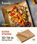 Katbite 400PCS Unbleached Parchment Paper Sheets, 12 x 16 IN Pre-Cut Baking - Image 2