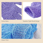 MOLOPPO 2 PCS Bath Glove Use Loofah Sponge Exfoliating Body Scrubber Deep - Image 2
