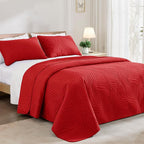 Exclusivo Mezcla Twin Quilt Bedding Set, Lightweight Red Quilts Twin Size - Image 2