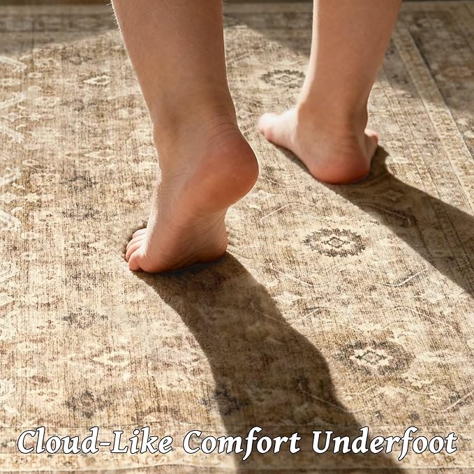 Washable 4x6 Rugs for Living Room, Boho Non-Slip Vintage Distress Small Rugs - Image 4