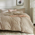 JELLYMONI Khaki Duvet Cover Queen Size, Soft Breathable Seersucker Duvet Cover by JELLYMONI
