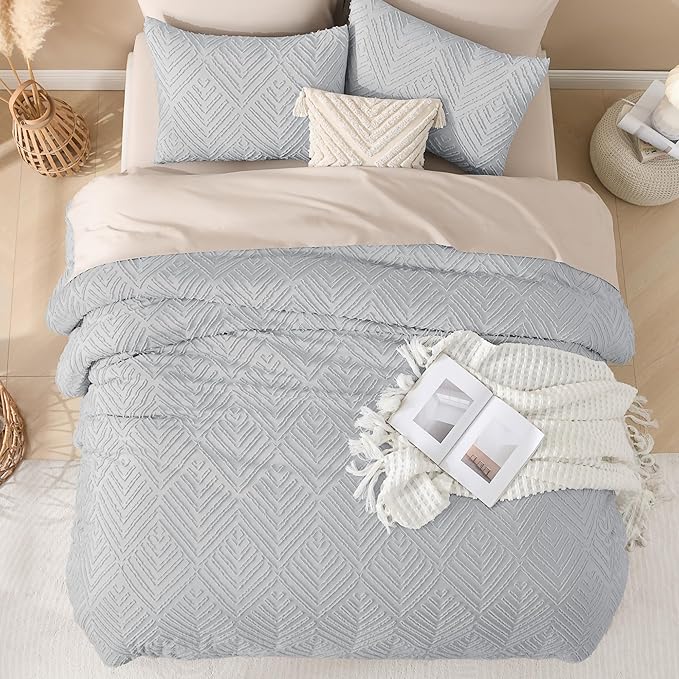 Andency Light Grey Comforter Full Size, 3 Pieces Boho Lightweight Fluffy - Image 7