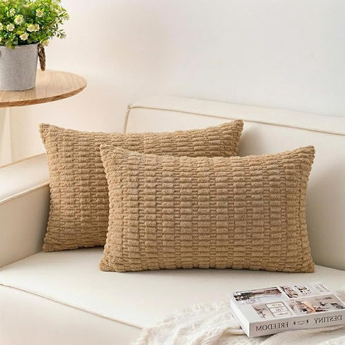 Aegero Pack of 2 Corduroy Decorative Throw Pillow Covers 12x24 Inch Soft by Unknown