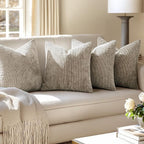 MIULEE Pack of 4 Couch Throw Pillow Covers 18x18 Inch Khaki Soft Decorative - Image 5