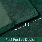 Joydeco Green Velvet Curtains 102 inch Length 2 Panels, Luxury Blackout Rod - Image 3
