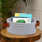 ABenkle Small Storage Basket, Mini Cotton Rope Storage Bin, Cute Tiny Shelf - Image 3