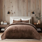 EVERGRACE Velvet Quilt Set Queen Size, Luxurious Soft Striped Channel Bedding by EverGrace