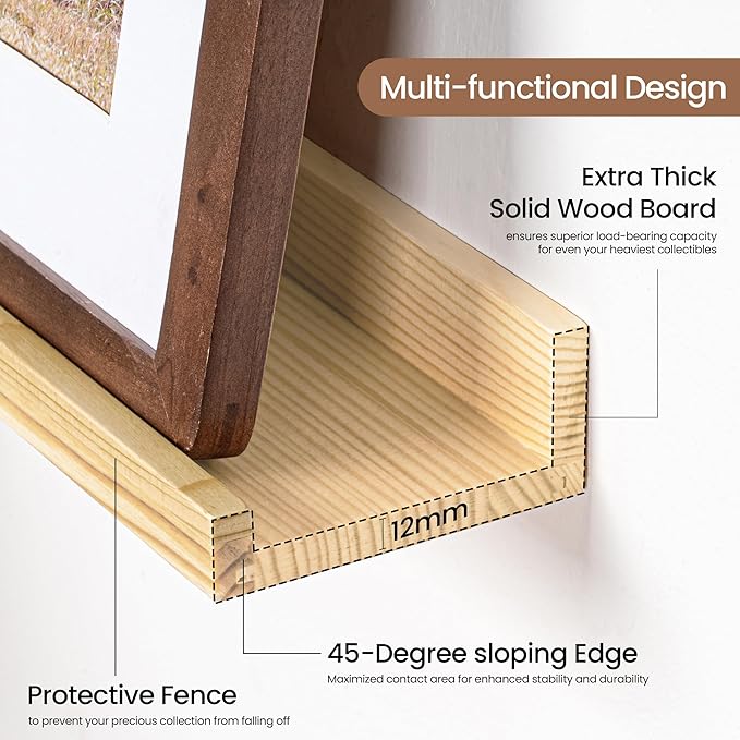 Picture Ledge Shelf, Floating Shelves Set of 2, 40 Inches Solid Wood Nursery - Image 4