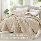 Comfort Spaces Queen Quilt Set Modern Reversible Ogee Coverlet Queen Bedding - Image 2