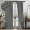 Thick Blackout Curtains for Living Room 2 Panels Set 90 Inches Long Faux Linen by Pitalk