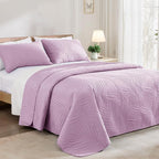 Exclusivo Mezcla California King Quilt Bedding Set, Lightweight Lilac Quilts - Image 2