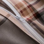 SUSYBAO Brown Tartan Duvet Covr King 100% Cotton 3 Pcs Set 1 Khaki Buffalo - Image 5