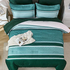 WONGS BEDDING 7 Pieces Comforter Set Queen Size, Emerald Green Boho Soft - Image 3