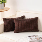 Aegero Pack of 2 Corduroy Decorative Throw Pillow Covers 12x24 Inch Soft by Unknown