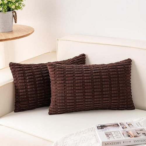 Aegero Pack of 2 Corduroy Decorative Throw Pillow Covers 12x24 Inch Soft by Unknown