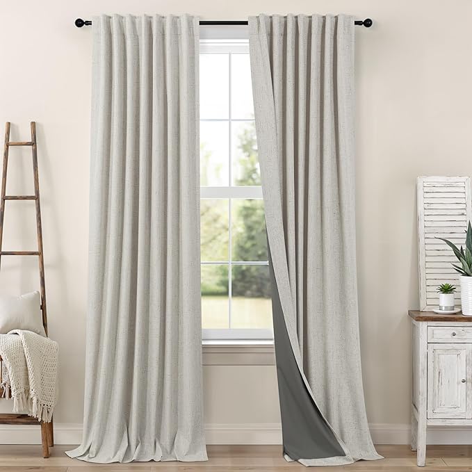Black Out Linen Curtains 108 Inches Long by Pitalk