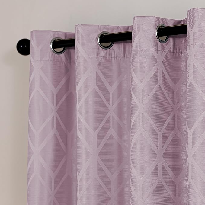 Amazon Basics Jacquard 2-Piece 100% Blackout Curtains, Living Room and Bedroom - Image 2